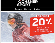 Club Days bei Ochsner Sport mit 20 % auf alles
