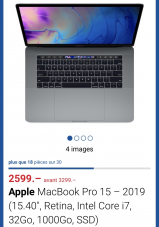 Apple MacBook Pro 15’ 2019 Retina, i7, 32gb,  1000GB SSD