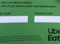 UberEats 25.- Gutschein ab 35.-