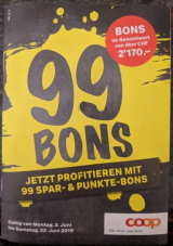 Coop + Tochterfirmen: 99 Bons abholbar in Filiale, gültig bis 27.6.