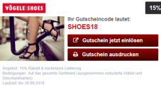 15% Rabatt und kostenlose Lieferung bei Vögele Shoes