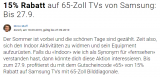 15% auf alle 65″ TVs von Samsung bei Digitec