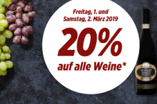 20% Rabatt auf alle Weine (auch bereits reduzierte) bei Denner