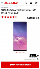 Samsung Galaxy S10 bei Media Markt + heute 55.- Cashback