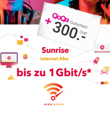Sunrise Internet bis zu 1 Gbit/s für CHF 39.-/Monat