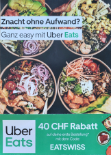 CHF 40.- Rabatt bei Uber Eats (nur für Neukunden) ab MBW CHF 35.-