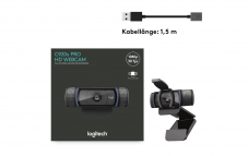LOGITECH HD Pro Full HD-Webcam 920S mit Klemm-Halterung und Abdeckblende zum Bestpreis