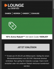 Zalando Lounge 15% Rabatt ab 50.-