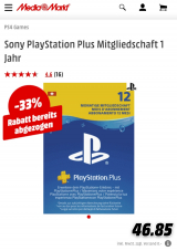 Sony PlayStation Plus Mitgliedschaft 1 Jahr bei MediaMarkt