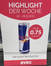 [Lokal Zürich] Jede 0.25 L Dose RedBull für 0.75 CHF