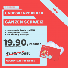 Mucho Mobile: Mucho Swiss / Swiss Flat + 1GB Daten in der EU für CHF 19.90 pro Monat / Swisscom Netz / keine Mindestvertragsdauer