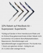 10% auf Macbook Air bei Interdiscount