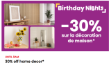 Birthday Nights: -30% auf Wohndekoration bei Conforama – Nur bis 9 Uhr morgens