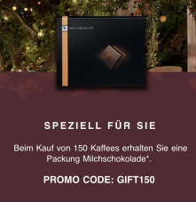 Nespresso.ch: Gratis Schokolade beim Kauf von 150 Kaffees