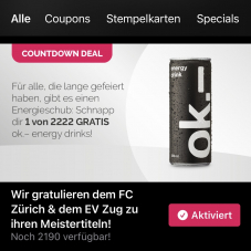 Gratis ok.- Energy Drink bei avec und k kiosk