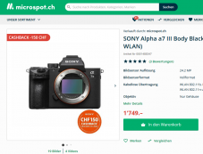 Sony A7 III Body bei Microspot für 1749 gesichtet