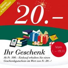 CHF 20.- Gutschein ab einem Bestellwert von CHF 100.- bei Orell Füssli