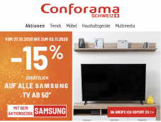 – 15% auf Samsung TVs über 50“ bei Comforama