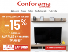 - 15% auf Samsung TVs über 50“ bei Comforama