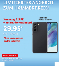 iPhone 11 oder Samsung S21 Fe Gratis bei Abo Abschluss:  Alles unlimitiert in der Schweiz für 29.95 im Monat (24 Monate Vertragsbindung) im Salt Netz