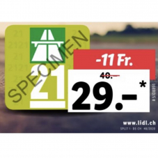 2021 Vignette für CHF 29 anstatt CHF 40 bei LIDL (bis Samstag 05.12)