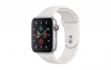 Apple Watch Series 5 GPS + Cellular, 44 mm Aluminiumgehäuse silber, Sportarmband weiss bei DQ Solutions
