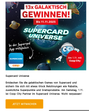Coop Supercard Gewinnspiel mit Gratisprodukten