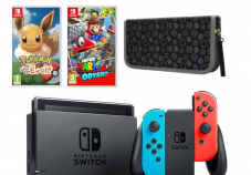 Nintendo Switch Pack: Mario Odyssey + Evoli Lasst uns gehen und Schutzhülle mit Aufbewahrungsbox-Spielen