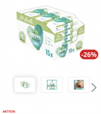 -26% auf Pampers Feuchttücher Harmonie Aqua Giga Pack 15 x 48 Stk. (Abholpreis)