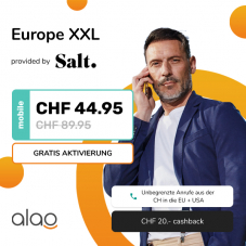 Salt Europe XXL für CHF 44.95 (+ Cashback und Gutschein) bei alao