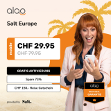 Alao: Nur noch heute 73% auf Salt Europe mit CHF 150.- Reise-Gutschein (Unlimitierte Highspeed-Daten & Anrufe in der Schweiz & Europa)
