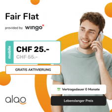 Wingo Fair Flat (CH unlimitiert, 2GB Roaming) für lebenslang CHF 25.-
