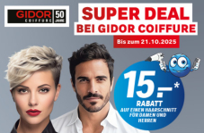 15.- Rabatt bei Gidor Coiffure