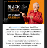 Black Friday bei abo-direkt.ch - 12 Monate profitieren zum Preis von 8