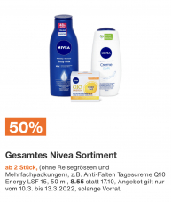 50% auf Nivea Produkte ab 2 St. bei Migros