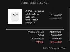 Airpods 3. Gen mit eurem ZAK Code für 107.90.- !!!