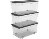 Rotho Box Clear Roller 4 mit Rollen Transparent 63 l / 3 Stk.