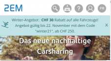 30 CHF Rabatt auf Privat-Automiete bei 2em.ch