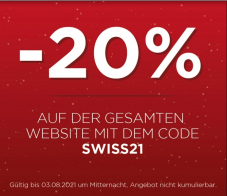 20% Rabatt auf alles bei KissKiss.ch (bis 03.08.)