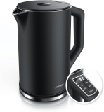 Arendo Edelstahl-Wasserkocher mit Temperatureinstellung (40-100° in 5er Schritten)