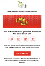 Apfelkiste.ch 20% auf alles (nur heute!)