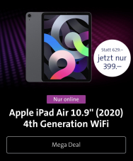 Apple iPad Air 10.9″ (2020) 4th Gen. WiFi zum absoluten Bestpreis! Besser & günstiger als iPad (2022) 10th Gen.!