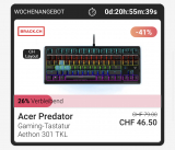 Nur noch heute: Acer Predator Gaming-Tastatur Aethon 301 TKL für nur 46.50 in Twint