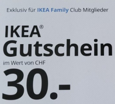 IKEA Family [Online]: CHF 30.- Rabatt ab MBW 200.- / gültig bis 31.05.23