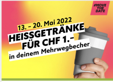 Heissgetränk für 1 CHF bei k kiosk/Avec/Press & Books