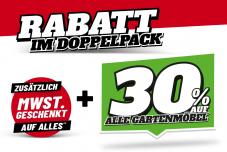 30% Rabatt auf alle Gartenmöbel + Mwst. geschenkt bei LIPO