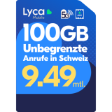100GB, unbegrenzte Anrufe & 3GB Roaming für CHF 9.49! Monatlich kündbar