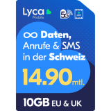Handyabo von Lyca Mobile: alles unlimitiert in CH (300GB mit 5G), 10GB EU/UK + gratis Aktivierung