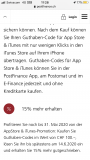 PostFinance: iTunes Karten 100.- & 15%