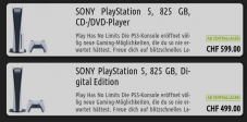 PS5 Digital Edition für 499.- und Disc Edition für 599.-